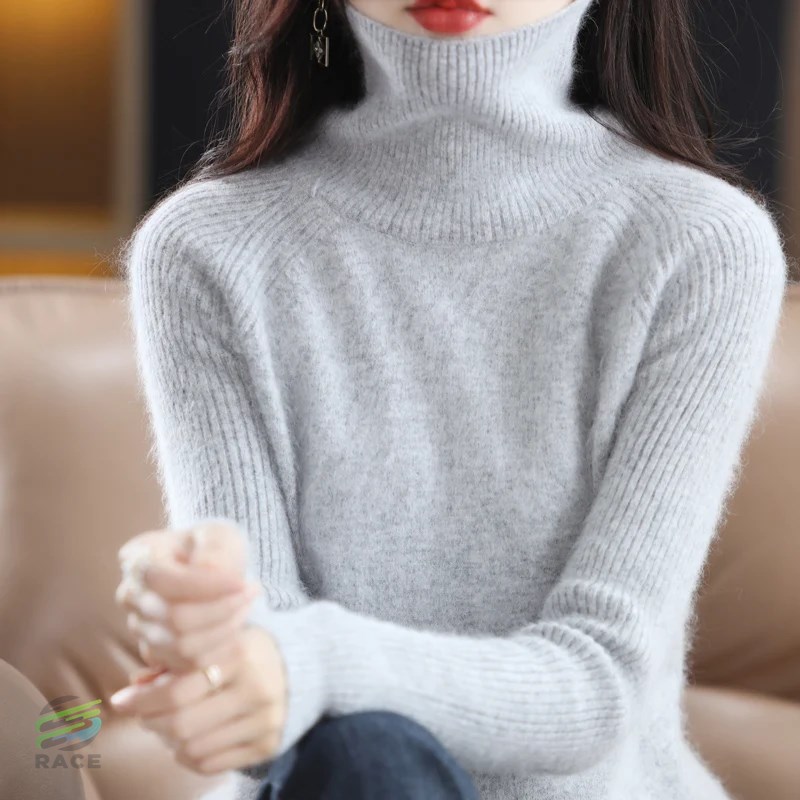 女性用カシミヤセーター2022 ニットセーター カシミアハイカラー 韓国ファッション 秋冬 100%