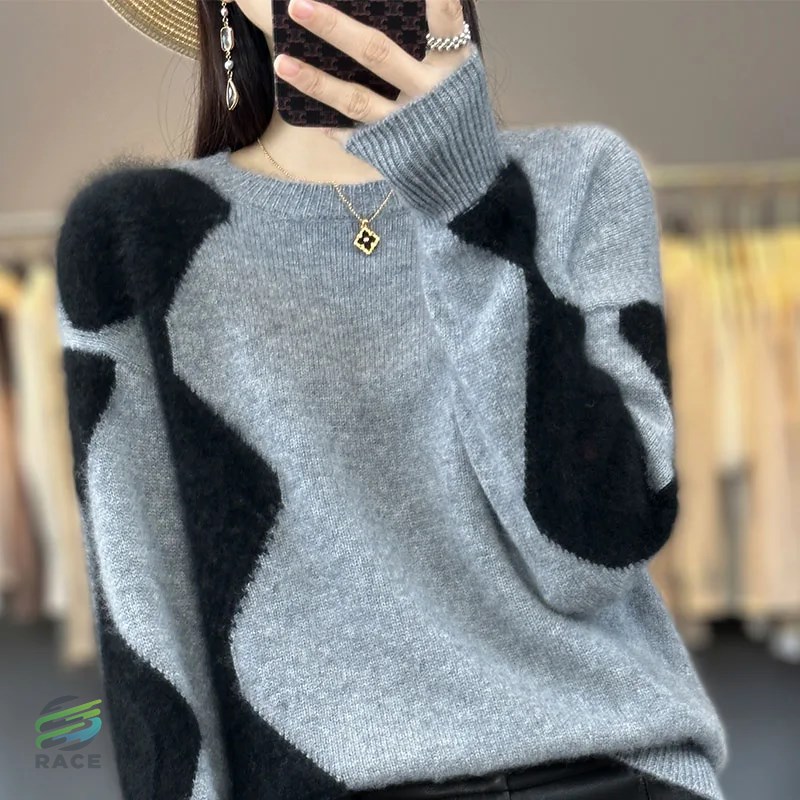 女性用長袖セーター カジュアル 厚手 カシミア ニット 冬 コレクション100%