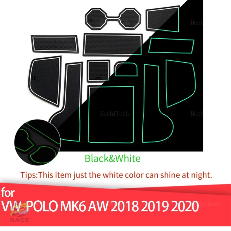 滑り止め室内装飾 溝付きマット vwフォルクスワーゲンポロmk6 aw 2018 2019 2020