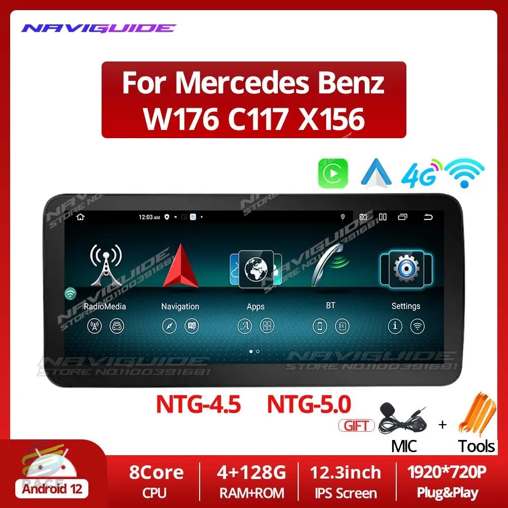 ナビゲーター用カーラジオ-メルセデスベンツ Carplay GPSナビゲーション wifi SIM bt 8コア Android 12.0 12.3インチ 4g 128g マージモー